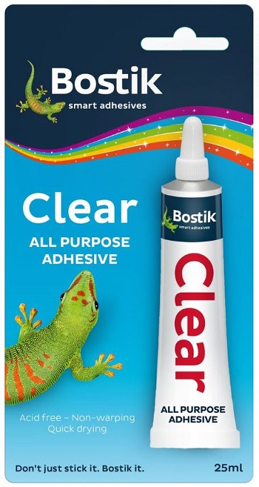 A strong, fast drying, clear, all-purpose adhesive designed to give good adhesion to a wide variety of household materials. It is acid free and will not yellow or damage paper.