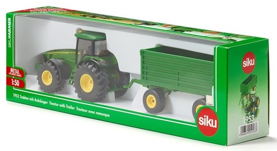 Toy Fun 1/50 John Deere Tractor With Trailer