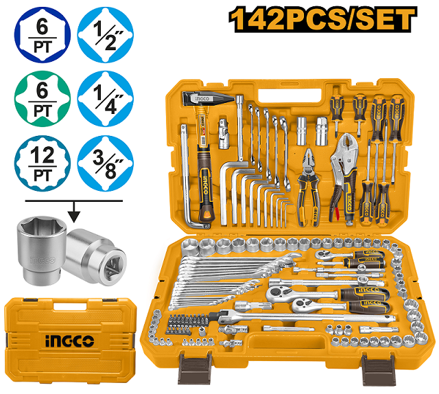 142 Piece combination tools set.