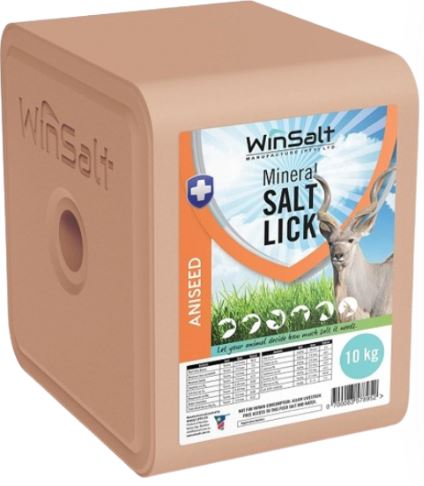 A salt lick treat for bovine, equine, ovine and game. This salt lick is based on WinSalt Pure Salt lick. Other ingredients are added to supplement livestock with the necessary trace minerals. For recommendations for use, please consult your animal nutritionist or veterinarian.