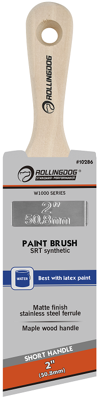 Paint Brush best with Water based paints (Acrylic,PVA, Latex). Filament Synthetic SRT. Stainless Steel Ferrule. Maple Wood Handle.