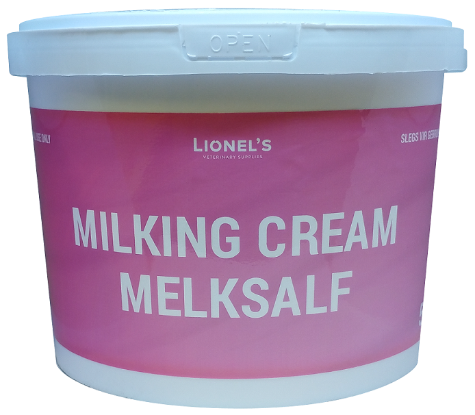 "Moisturiser for cow udders after milking. Prevents dry and cracked udders and teats. Contains: Lanolin; Vitamin E; Emollients. (Preservative: Chlorhexidine) For animal use only. Keep out of reach of children, animals, and uninformed persons. Store in a cool, dry place below 25°C.Directions: After milking, apply liberally to clean and dry udders and teats."