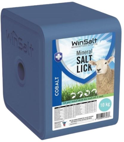 A salt lick treat for bovine and ovine. This salt lick is based on WinSalt Pure Salt lick. Other ingredients are added to supplement livestock with the necessary trace minerals. For recommendations for use, please consult your animal nutritionist or veterinarian.