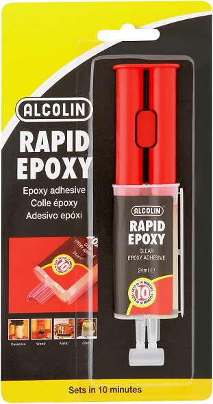 A 2-part, clear, fast-setting, polymer compound that mixes easily enabling fast permanent repairs to many surfaces including fibreglass, concrete, glass, metals, wood, and some plastics. provided in a double syringe applicator for easy and accurate dispens