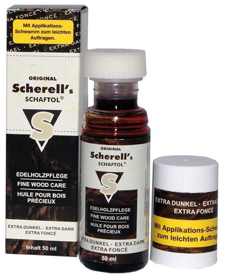 Schaftol top quality special gun stock oil optimally conserves open pore wood, and thanks to the Gun Stock Oil anti damp complex, protects it against weathering influences of all kind, particularly from becoming stained or mottled.