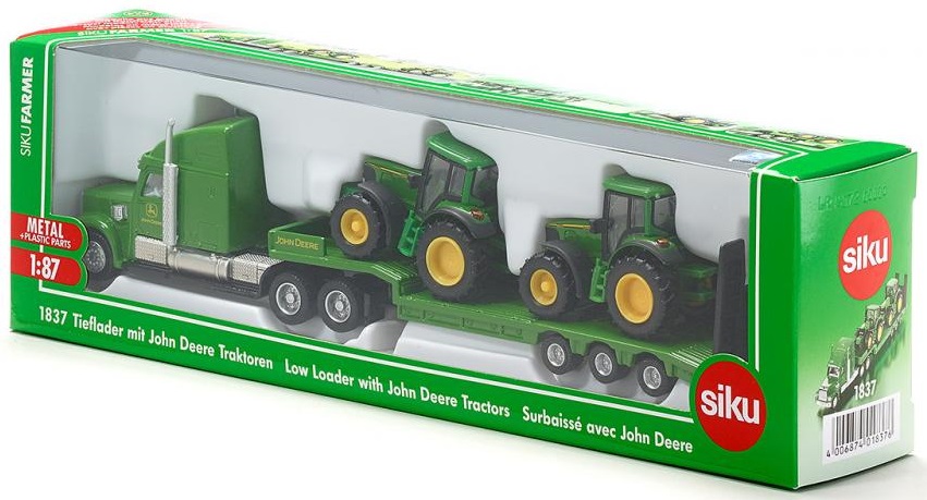 Toy Fun 1/87 Us Low Loader With John Deere Tractor