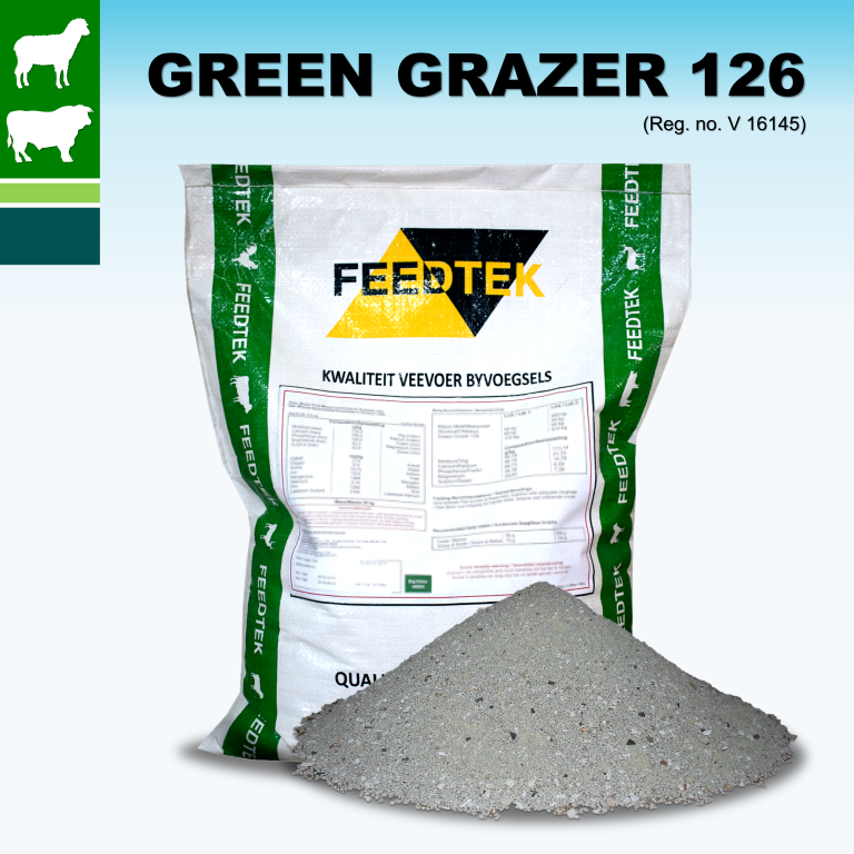 A mineral trace mineral concentrate for home mixing of green season licks. It is multipurpose so you can mix mineral licks for maintenance, production, and finishing for both cattle and small stock. High level of Magnesium which improves growth and fertility. Contains high level of sulphur which prevents prussic acid poisoning and bloat on lush pastures. Also contains an Ionophore which improves growth and feed conversion by 10 - 15%. Visit www.feedtek.co.za for mixing recipes and feeding recommendations.