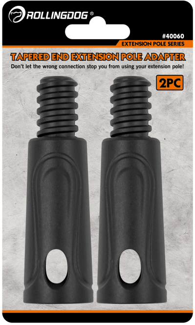 Adapts tapered fit ends on extension pole to threaded inserts. Best with ROLLINGDOG Secure-Click tapered fit poles.