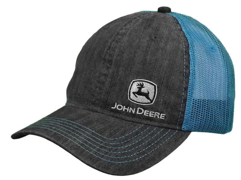 Cap Grey With Side Logo And Blue Mesh At Back John Deere