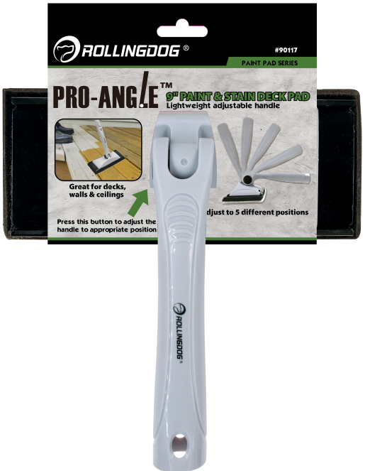 Paint and Stain pad Size:9" (23cm). Lightweight adjustable handle. The handle can be adjusted to several angles.