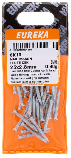 Nail Eureka Masonary Smooth Countersunk Flat 6K10 25mm Q40