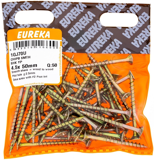 Screw Chipboard Eureka Smooth Shank YP 4.5x50mm 1GJ70U