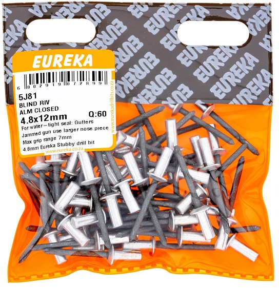 Pop Rivets Eureka Aluminium Close 5J81 4.8mmx12mm QTY60