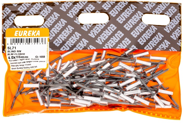 Pop Rivets Eureka Aluminium Close 5L71 4.0mmx15mm QTY100