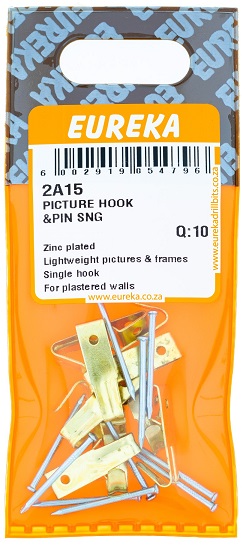 Pin Eureka Picture Pin & Hook Brass Plated 2A15 QTY100