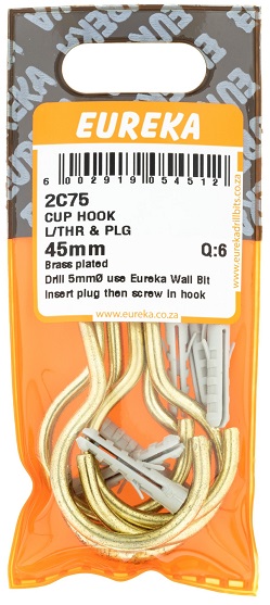 Hook Eureka Cup Hook Longer Thread & Plug 45mm QTY6