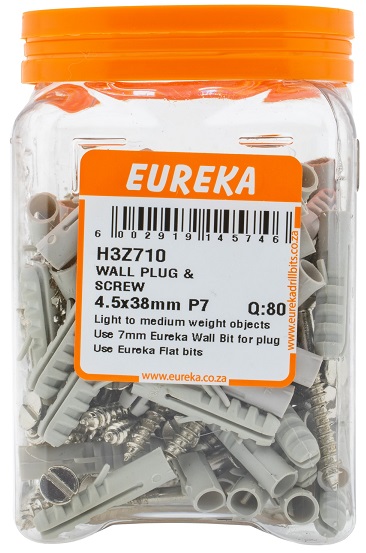 Wall Plug & Screw Eureka 4.5mmx38mm QTY80