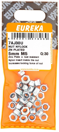 Nut Eureka Nylock Zinc Plated 5mm QTY30