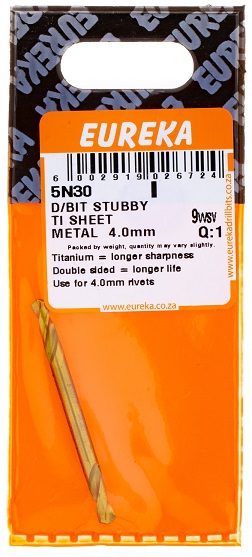 Drill Bit Eureka Stubby Titan 4mm QTY1