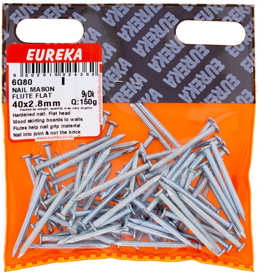 Nail Eureka Masonary Fluted Flat Head 6G80 40mm QTY1050