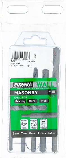 Drill Bit Eureka Masonary Set 6-12mm 5pc