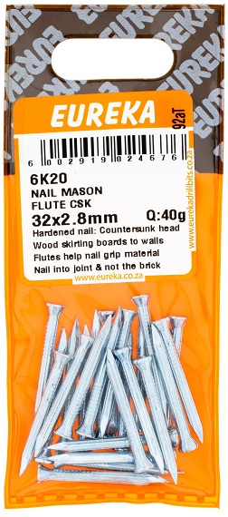 Nail Eureka Masonary Smooth Countersunk Flat 6K20 32mm Q40