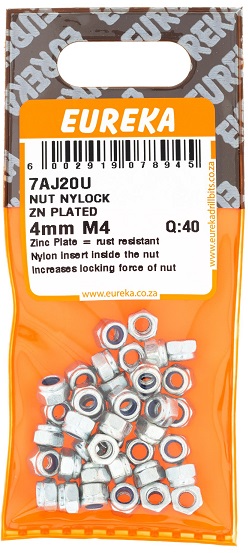 Nut Eureka Nylock Zinc Plated 4mm QTY40