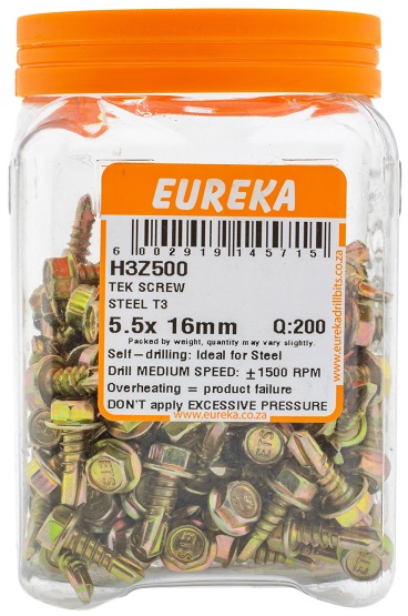 Hex Head Tek Screw Eureka Coarse Thread Nutset 5.5mmx16mm QTY200