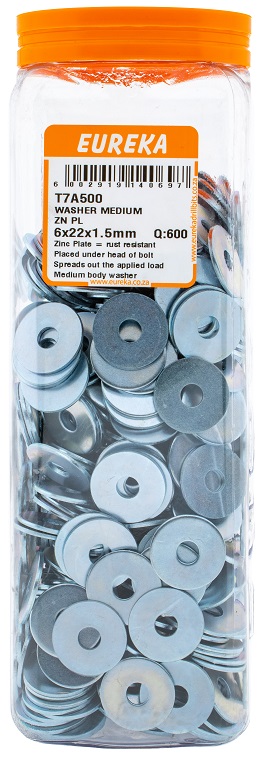 Washer Eureka Zinc Plated 6mmx22mmx1.5mm T7A500