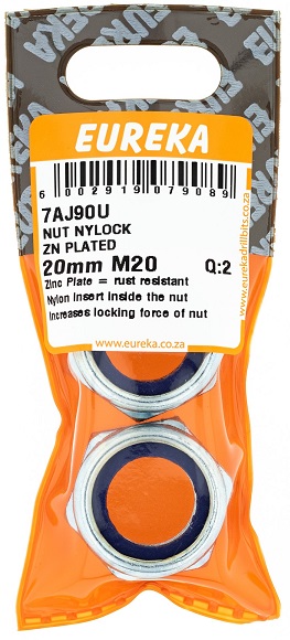 Nut Eureka Nylocl Zinc Plated 20mm QTY2