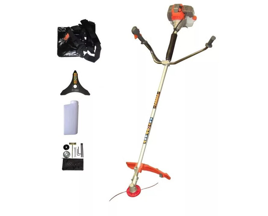 The Tanaka PRO 55A-HD brush cutter, equipped with a 51.7cc 2-stroke engine (1.75 kW, 2 HP), is ideal for small plots, gardens, or small-scale services. It features a straight shaft, aluminum head, 3-tooth blade, harness, and toolkit, with an optional nylon head. Designed for efficient cutting of thick vegetation like brambles, shrubs, and overgrowth, it includes a double shoulder harness for comfort and safety. The easy-start engine, low emissions, and fuel efficiency make it a reliable tool. Comes with a 1-year domestic warranty.