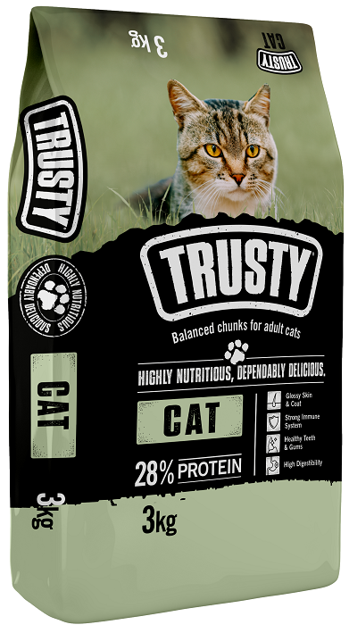 A balanced cat food suitable for all breeds. Trusty Cat food has been developed in South Africa by animal nutritionists to ensure it has all the nutritional requirements your cat needs.