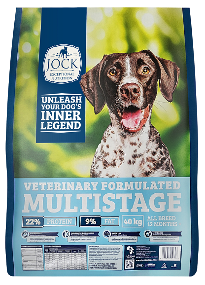 Suitable for adult and active dogs, Jock Multistage is formulated to get active dogs' tails wagging. Using only the Best, carefully selected ingredients, it provides a complete balanced nutritional diet, specifically geared towards the daily health of dogs with a zest for life. Active dogs are happy dogs, and because they burn so much energy, they have special dietary requirements. Active adult dogs also have special dietary requirements due to their advanced nutritional needs. Packed with the ideal amount of fat and protein, Jock Multistage caters for the advanced needs of adult dogs with an active lifestyle - helping them maintain strong muscles and optimal digestion. It's also enriched with essential omega 3 and 6 fatty acids to ensure healthy skin and shiny coat. Antioxidants: boosts the immune system. Added Vitamin C, E and organic selenium are natural antioxidants which help protect your pet's immune system against harmful free radicals. Amino Acids: aids muscle development.