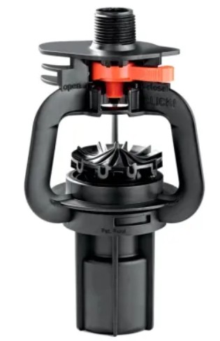 Komet Sprinkler Precision Twister (KPT) features a flex hose drop. Semi-rigid poly drops must include at least one steel adapter installed on the gooseneck side, and the poly pipe should be low- to medium-density.