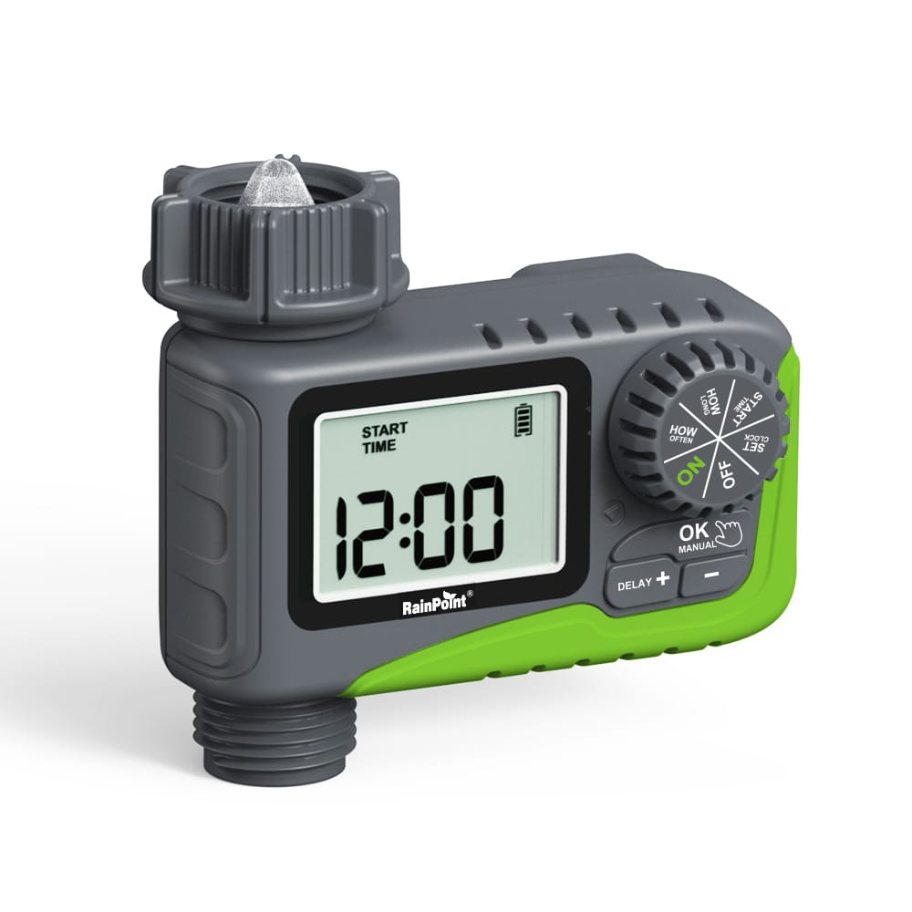 Simple, powerful, and efficient — the RainPoint 1-Zone Digital Timer gives you precision watering at your fingertips. Set custom schedules for start time, duration, and frequency using the intuitive dial and LCD screen. With manual watering, rain delay,