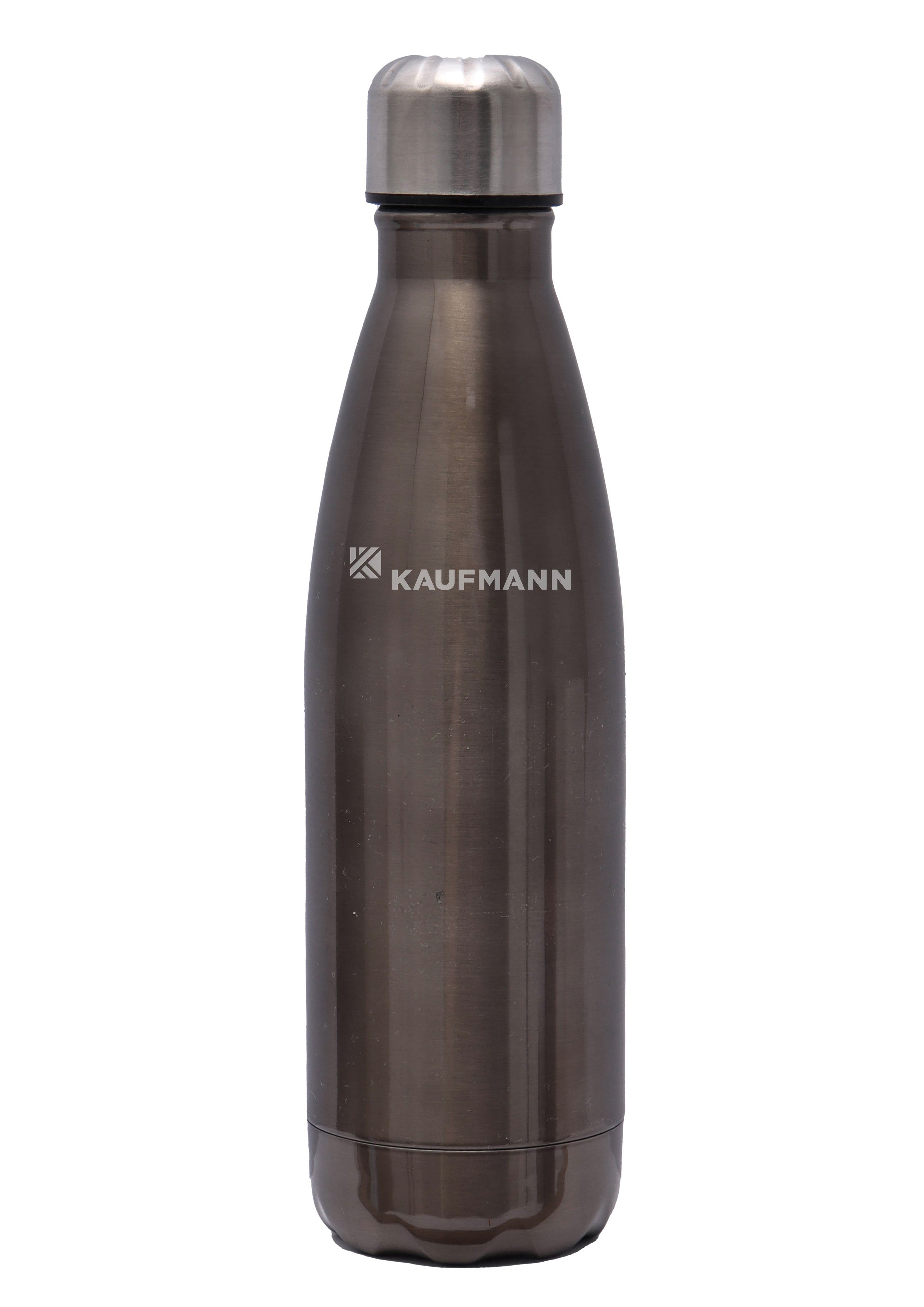 The Kaufmann Grey Stainless Steel Bottle Flask is designed to keep your beverages at the perfect temperature for extended periods, making it an ideal companion for camping, travel, and daily use. This flask is made from high-quality, rust-resistant stainless steel, ensuring durability and long-lasting performance. The double-walled vacuum insulation keeps drinks hot or cold for at least 8 hours, providing reliable temperature retention. Its sleek charcoal colour adds a stylish touch suitable for any occasion. FEATURES AND BENEFITS: Durable Stainless Steel: High-quality, rust-resistant, and BPA-free material ensures long-lasting use. Double-Walled Insulation: Keeps beverages warm or cold for at least 8 hours. Sleek Charcoal Colour: Stylish design suitable for camping, travel, and daily use. Spill-proof lid: Thanks to the airtight screw-on lid design, no need to worry about any spills. Safety: