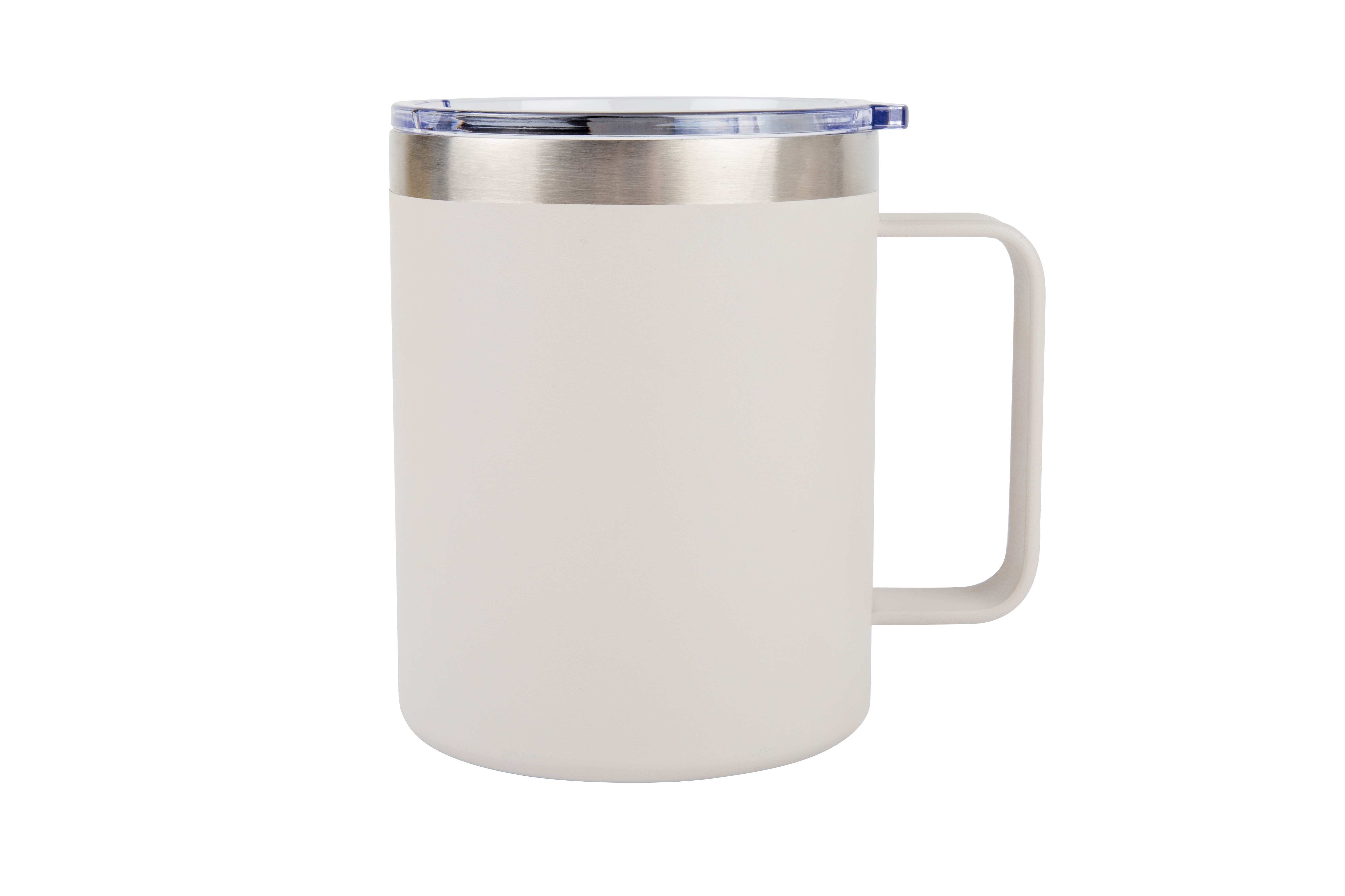 Introducing the KAUFMANN Travel Mug in white, a perfect blend of style and functionality for on the go beverage enjoyment. This 350ml travel mug features a double wall vacuum insulated body, designed to protect your hands from hot or cold contents while keeping your coffee, tea, or favourite drinks perfectly insulated. The wide opening allows for easy access to your drink, ensuring you can enjoy every sip without hassle. Equipped with a plastic magnetic slider cap, this mug adds an extra layer of protection to prevent heat or cold from escaping. Please note that the magnet component is not leakproof and may not prevent spills, so handle with care. For safety, avoid placing the mug over an external heat source or open flame, as this may cause vacuum seal failure or other damage.