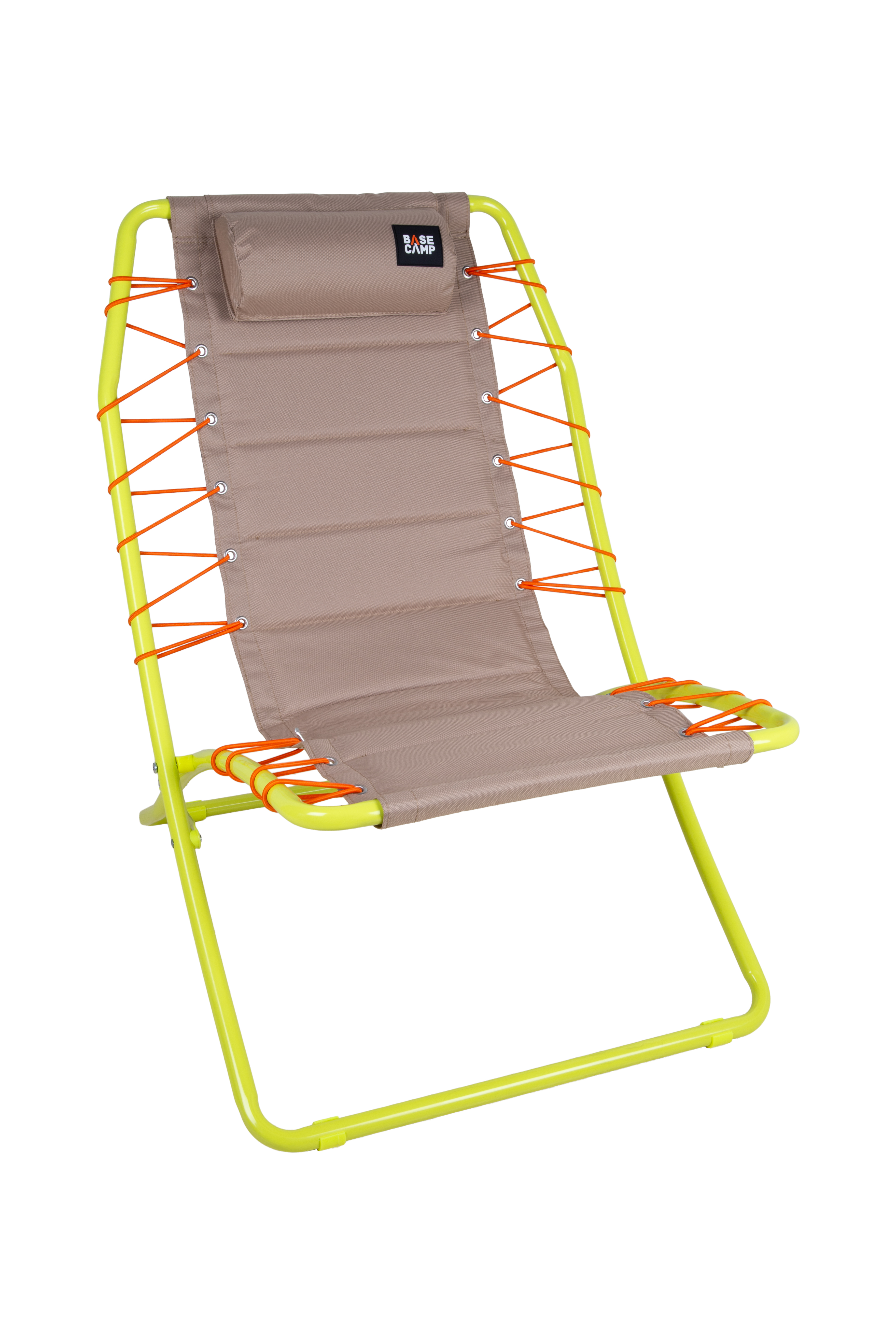 Enjoy beach time with the reliable and comfortable Basecamp Neon Haven Beach Lounger, designed for those who value comfort and style in their beach days and other outdoor adventures. FEATURES AND BENEFITS: Portable and Foldable: Easily folds for convenient storage and travel, making it perfect for on-the-go use. Comfortable Design: The bungee suspension system offers added comfort. Durable Construction: Made with a sturdy steel frame and 600D fabric for long-lasting use. Weight Capacity: Supports up to 110kg. 1 Year Warranty. Mesh Pouch Included. ** PRODUCT SPECIFICATIONS: Frame: 22/19mm steel with powder coating. Fabric: 600D polyester, Packing: 1 piece per polybag, 6 pieces per brown carton, Weight Limit: 110kg. DIMENSIONS: Size: 71cm (Depth) x 61cm (Width) x 82cm (Height). CARE INSTRUCTIONS: Store the product indoors in a cool and dry location out of direct sunlight.