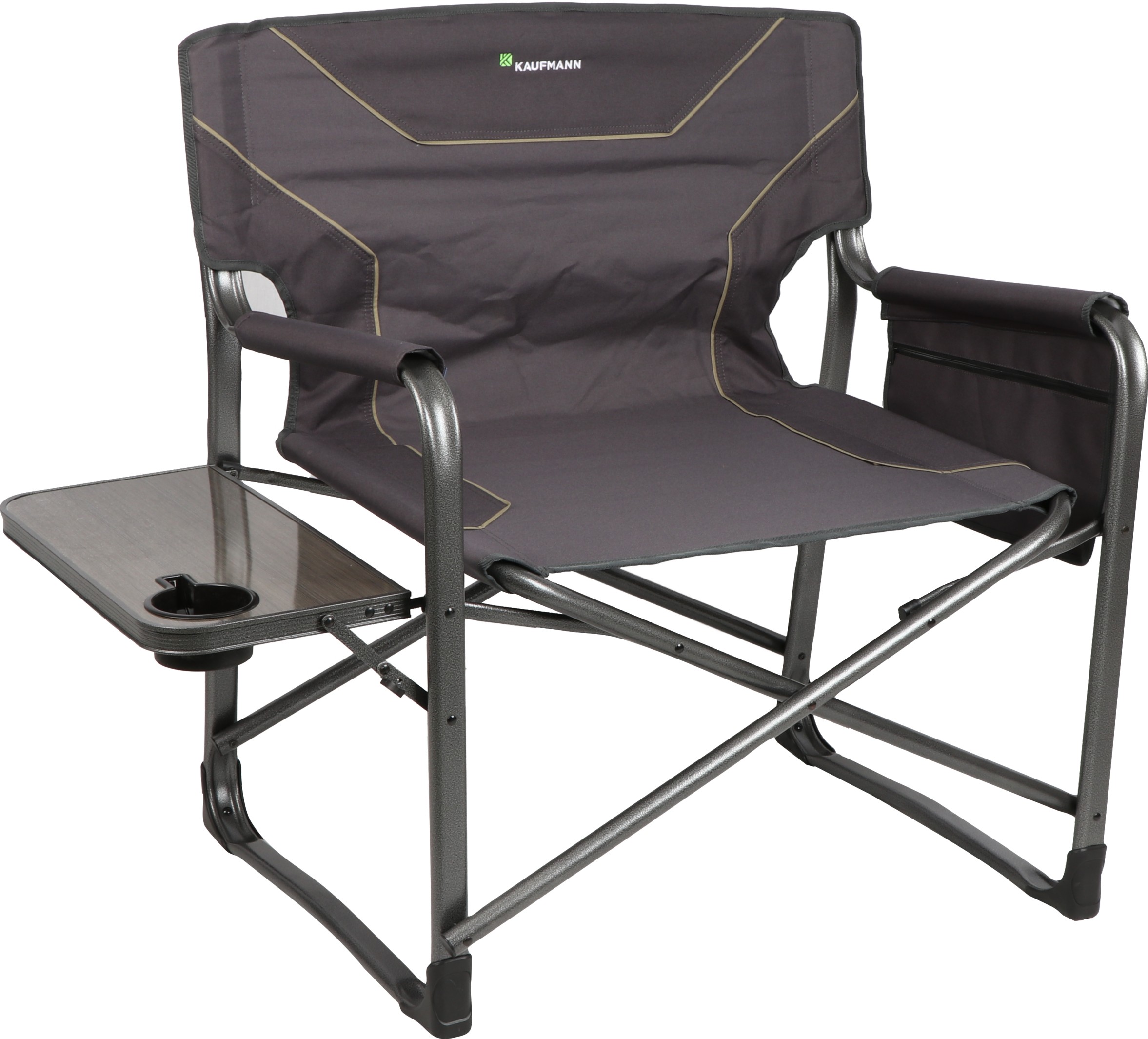 Enjoy comfort and durability wherever your outdoor adventures take you with the Kaufmann Outdoor Titan Directors Chair. Designed for those who appreciate both practicality and comfort, this chair features an extra-wide, foam-padded seat for enhanced support, ideal for relaxing around the braai, at the campsite, or on your patio. The durable steel frame ensures a strong foundation, while the UV-resistant 600D polyester fabric resists fading and wear from long days in the sun. This chair is packed with user-friendly features, including aluminium armrests for a sleek finish, a built-in drinks holder to keep your beverage close, and a storage pouch for stashing small essentials like your phone or keys. Lightweight enough to take with you but strong enough to support up to 250kg, the Titan Directors Chair folds up easily and stores neatly in the included carry bag.