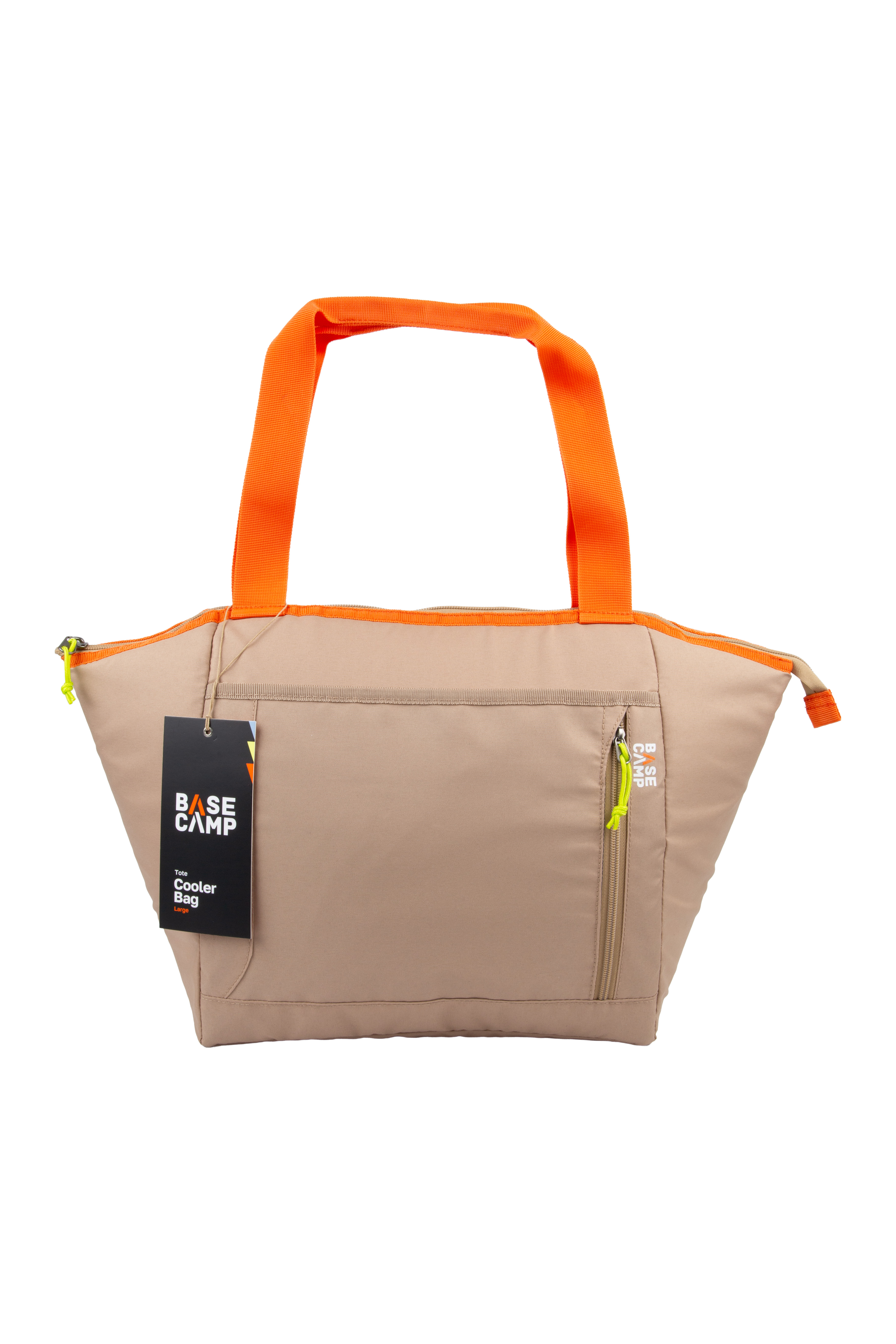 The Basecamp Large Tote Cooler Bag is a versatile and stylish solution for keeping food and beverages fresh and organised on the go. Crafted from durable 600D polyester fabric, this tote cooler is built to withstand outdoor adventures, whether you're heading to a picnic, camping, or a day at the beach. The leak-proof liner ensures that spills are contained, keeping the contents safe and simplifying cleanup. FEATURES AND BENEFITS: Durable Fabric: Made from tough 600D polyester for long-lasting use. Leak-Proof Liner: Keeps spills contained and makes cleanup easy. Ample Storage: Front slip pocket and interior pockets for additional storage. Flat-Bottom Design: Ensures stability for securely holding food containers. Secure Closure: Zippered closure keeps items safe and insulated. **Stylish and Functional: Great for picnics, camping, beach trips, and more. PRODUCT SPECIFICATIONS: Main Fabric: 600D Polyester.