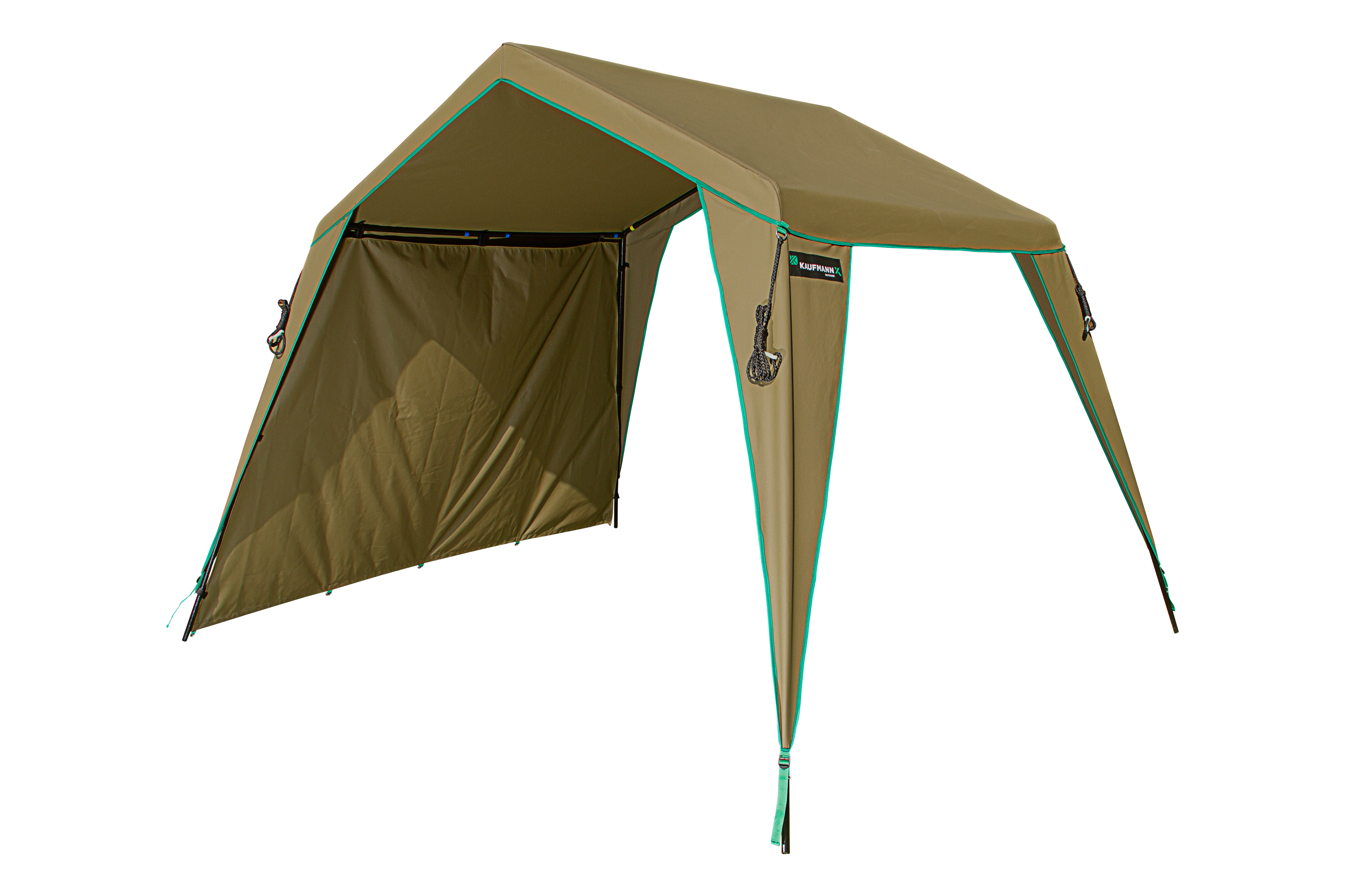 The Kaufmann X AFRI Canvas Gazebo Side Wall is an essential accessory for the Compact Gazebo, offering enhanced protection and privacy. Ideal for camping, outdoor events, or garden use, this side wall improves comfort and functionality. Key Features: Enhanced Protection: Provides extra shielding from wind, rain, and sun for a more comfortable environment. Durable Material: Made from high quality, waterproof AFRI Canvas fabric designed to withstand various weather conditions. Easy Attachment: Attaches quickly and securely to the Compact Gazebo for a snug, stable fit. Increased Privacy: Creates a more private, secluded space, ideal for changing areas or enhancing comfort. Lightweight & Portable: Easy to carry and store, perfect for outdoor adventures. Specifications: Dimensions: Fits the Kaufmann Junior Gazebo (3.3m x 2.8m x 2.2m) Material: Polyester fabric. Colour: Olive green, Weight: 1.8kg.