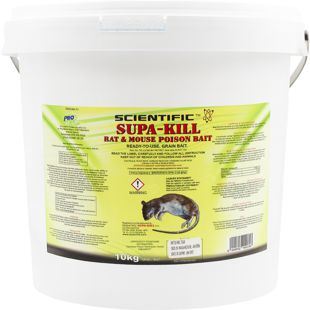 Supa-Kill Granular bait is a natural food source to rodents and therefore is far more palatable. The Granular bait is wheat impregnated with the active ingredient. We recommend that the granular bait be used where there is little or no food competition e.g