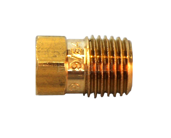 Rain sprinkler nozzle range brass 5/32 3.96MM. This brass nozzle features a stream-straightener designed to enhance water efficiency by improving the flow pattern and reducing water wastage. It is specifically compatible with sprinklers including codes 668