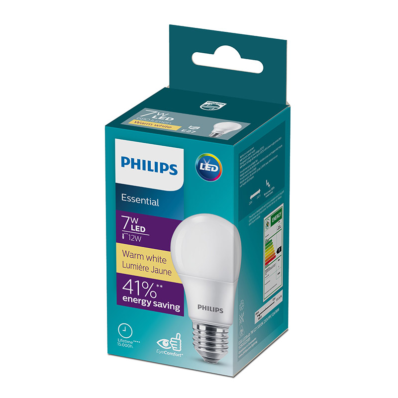 The PHILIPS ESS LEDBULB 7W E27 3000K 230V1PF/12AFMM is an energy efficient lighting solution designed for domestic and general purpose use. With a classic E27 screw base, this 7 watt LED bulb delivers a soft, warm white light at 3000K, creating a comfortab