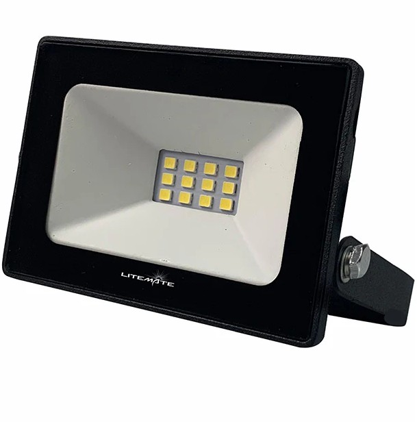 Litemate Slimline 30Watt Black LED Flood Light D/N