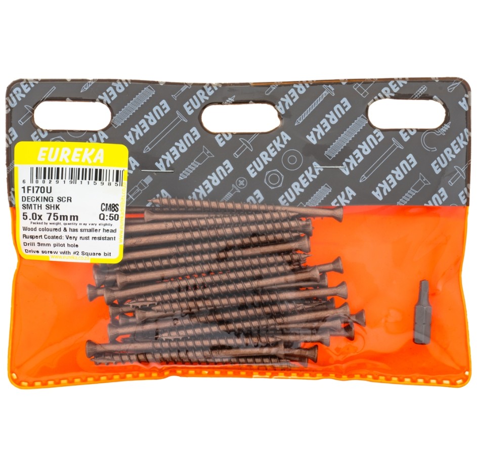 Decking screws are designed with a wood-cutting point (T17), allowing them to cut directly into wood without the need for pilot holes in softwood.For screws sized 3mm to 4mm, no pilot hole is necessary. These screws are compatible with correctly sized squa