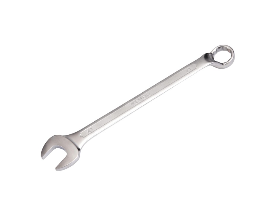 This tool is crafted from high-quality forged Chrome Vanadium (Cr-V) steel and features a 15° offset in line with DIN standards for precise and effective use. The satin chrome plating protects against corrosion, ensuring durability and long-lasting perfor
