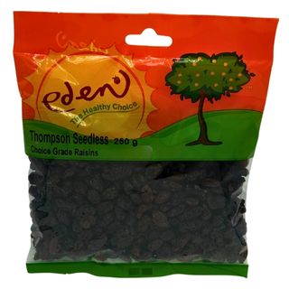 Dried Fruit Seedless Thomp Raisins 250gr. Allergens: Packed in a factory that processes tree nuts and peanuts and may contain traces of eggs and gluten.