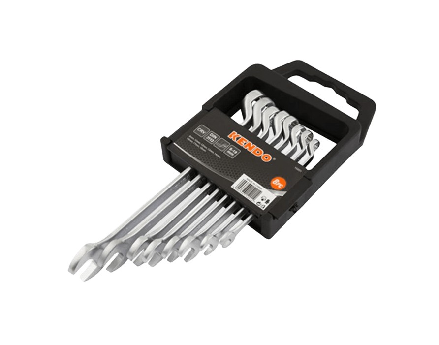 This set is made from high-quality forged Chrome Vanadium (Cr-V) steel with a 15° offset in accordance with DIN standards, providing strength and precise torque. The tools are satin chrome plated for corrosion resistance and long-lasting durability. The s