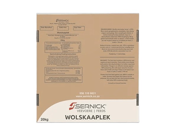 Wool Sheep Lick Concentrate is a high-quality protein supplement with sufficient energy to stimulate meat, wool, and milk production. Over the past year, it has been successfully used as a maintenance, production, and energy lick on dry winter pasture. Its